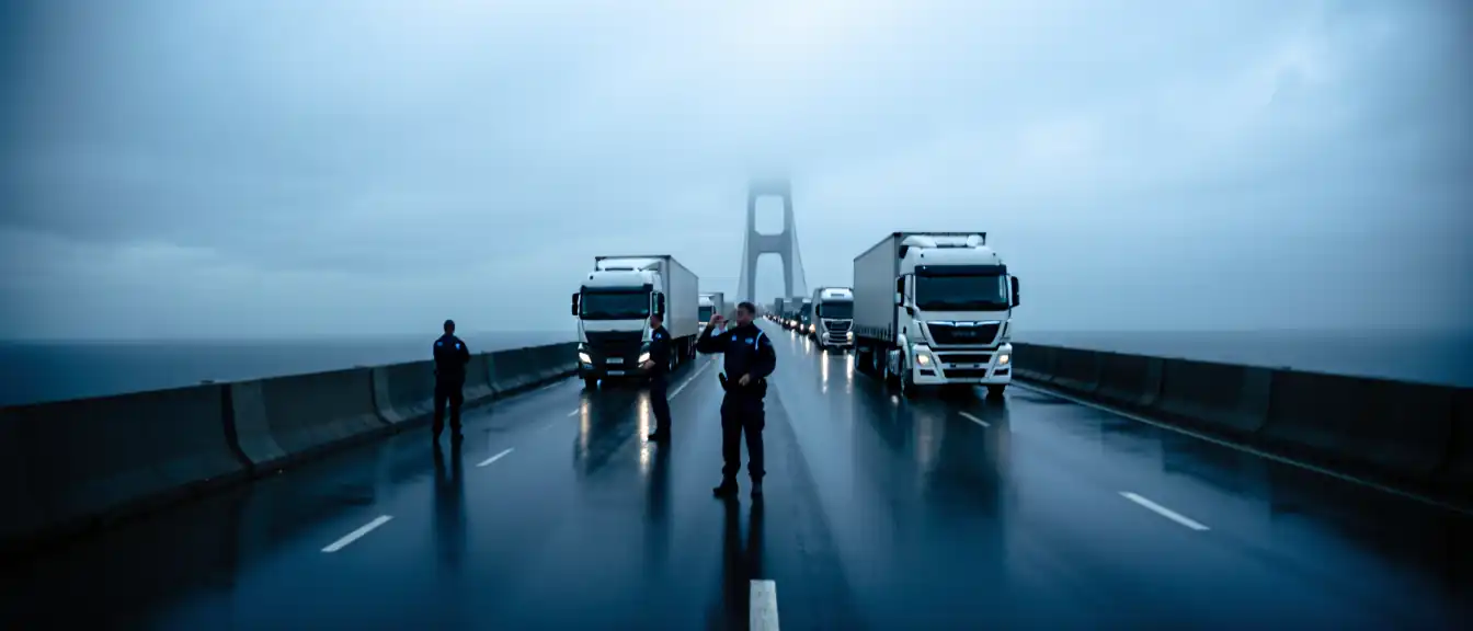 Проезд по Крымскому мосту приостановлен: транспорт временно не пускают на переправу