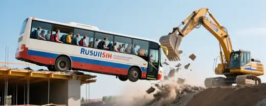 Туристический инцидент в Хуньчуне: автобус с российскими путешественниками столкнулся с экскаватором